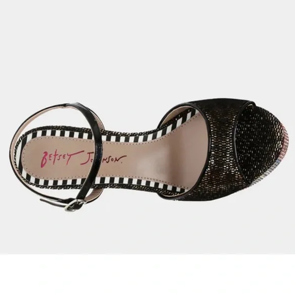 Betsy Johnson Alaia Leopard multi color platform sandal rhinestone heel Sz 8 - Picture 5 of 9